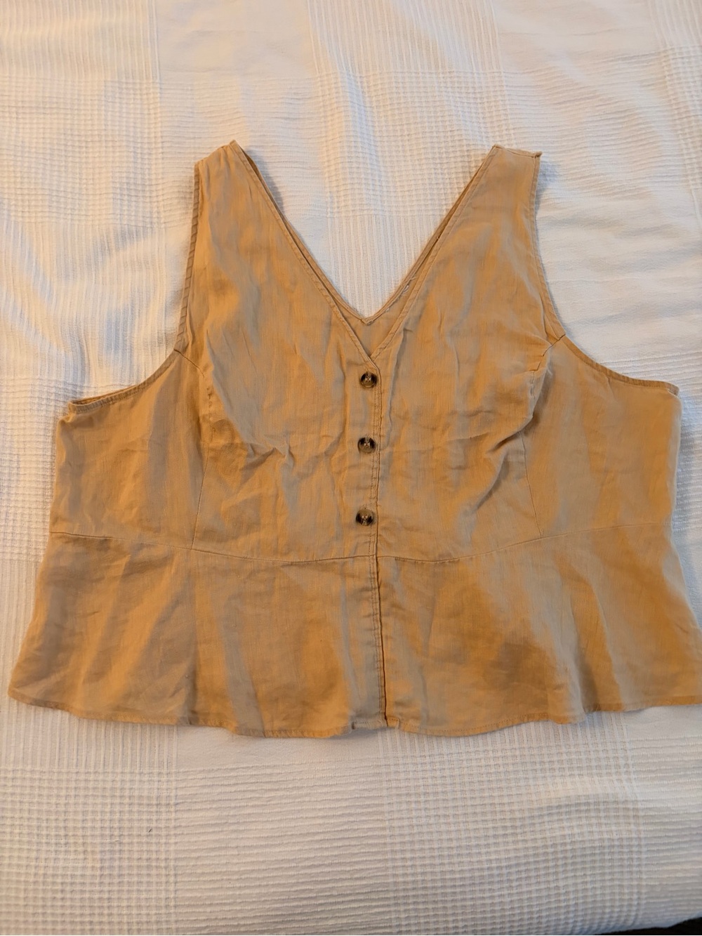 H&M linen Tan V-Neck Button-Front Camisole